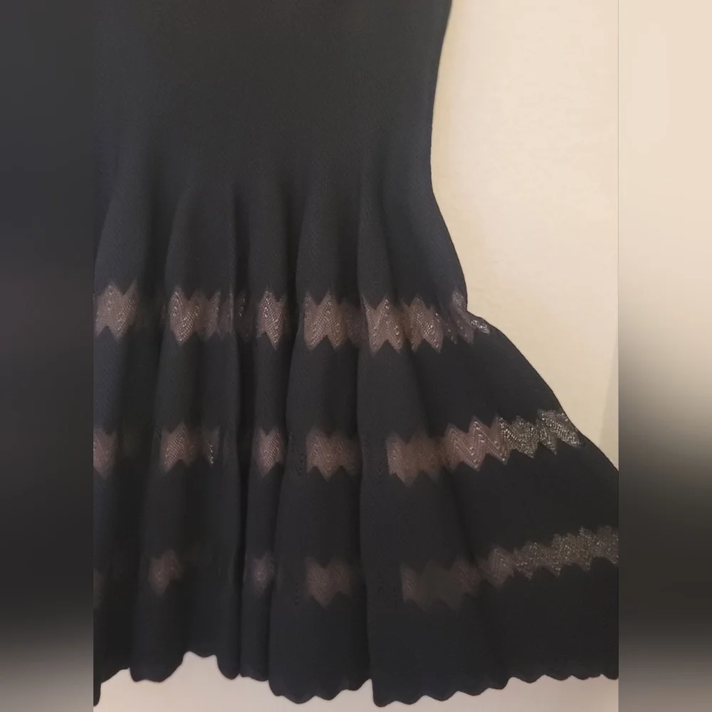 Alaia Black Scalloped Jaquard Fit And Flare Skater Dress Womens Size 42/US S - Picture 4 of 16